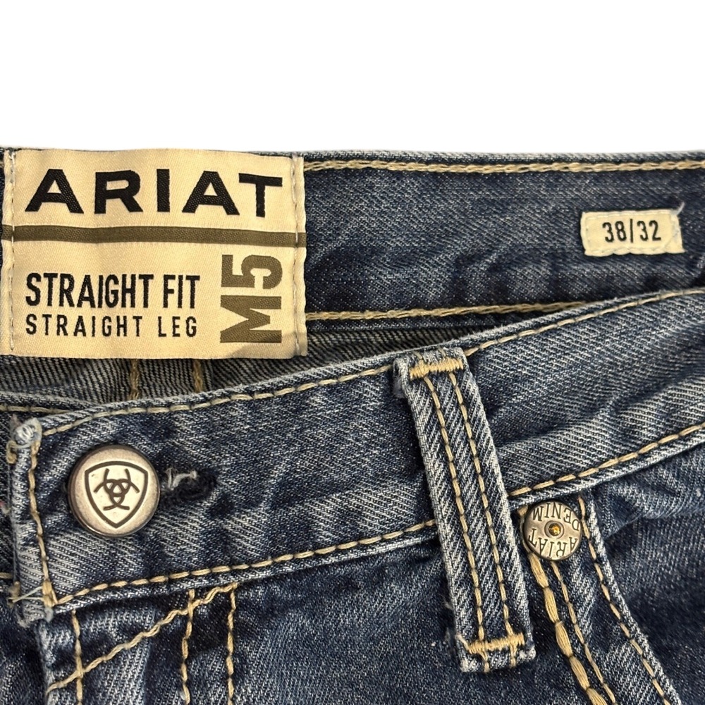 Ariat M5 Straight Fit Blue Jeans Mens 38x30 Durable Denim Rugged Western Cowboy